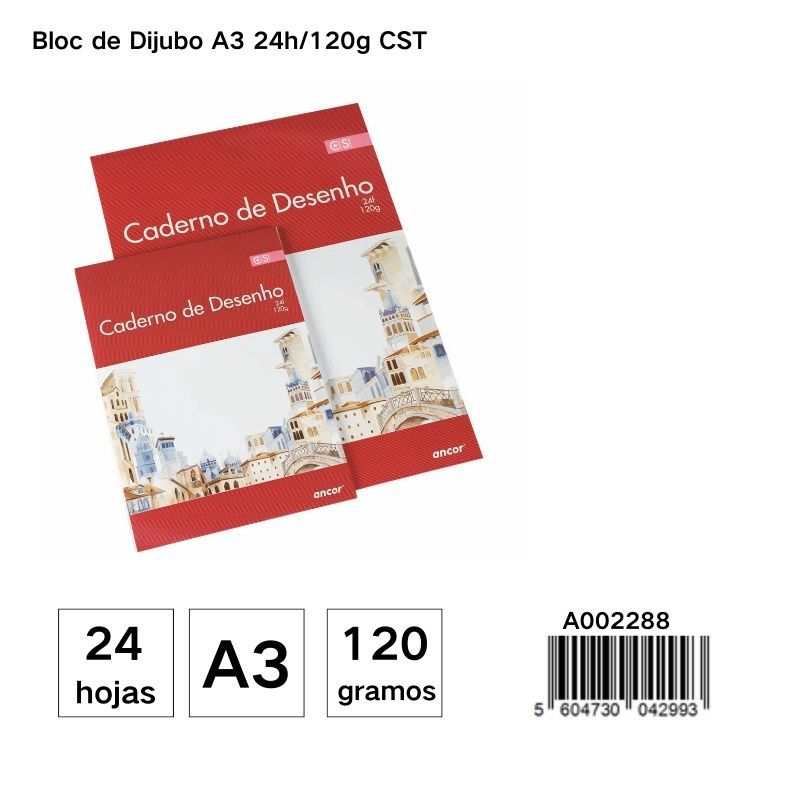 Bloc de dibujo A3 24 hojas 120G - Material de papelería