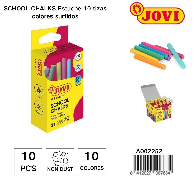 Tizas escolares de colores JOVI 10 unidades - Material de manualidades