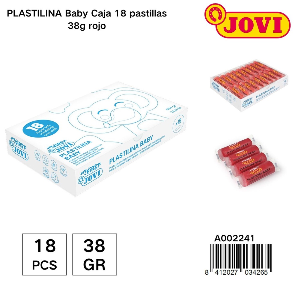 Plasticina para niños JOVI caja con 18 pastillas de 38G - Material de manualidades