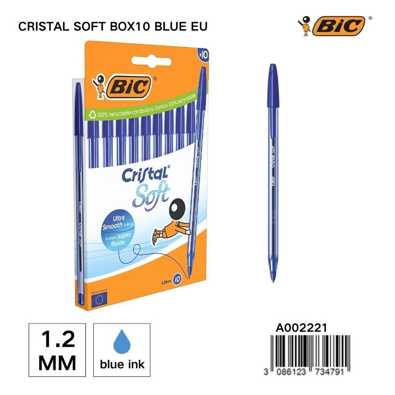 Bolígrafo BIC Cristal Soft 1.2 mm caja de 10 unidades - Útiles de escritura y papelería
