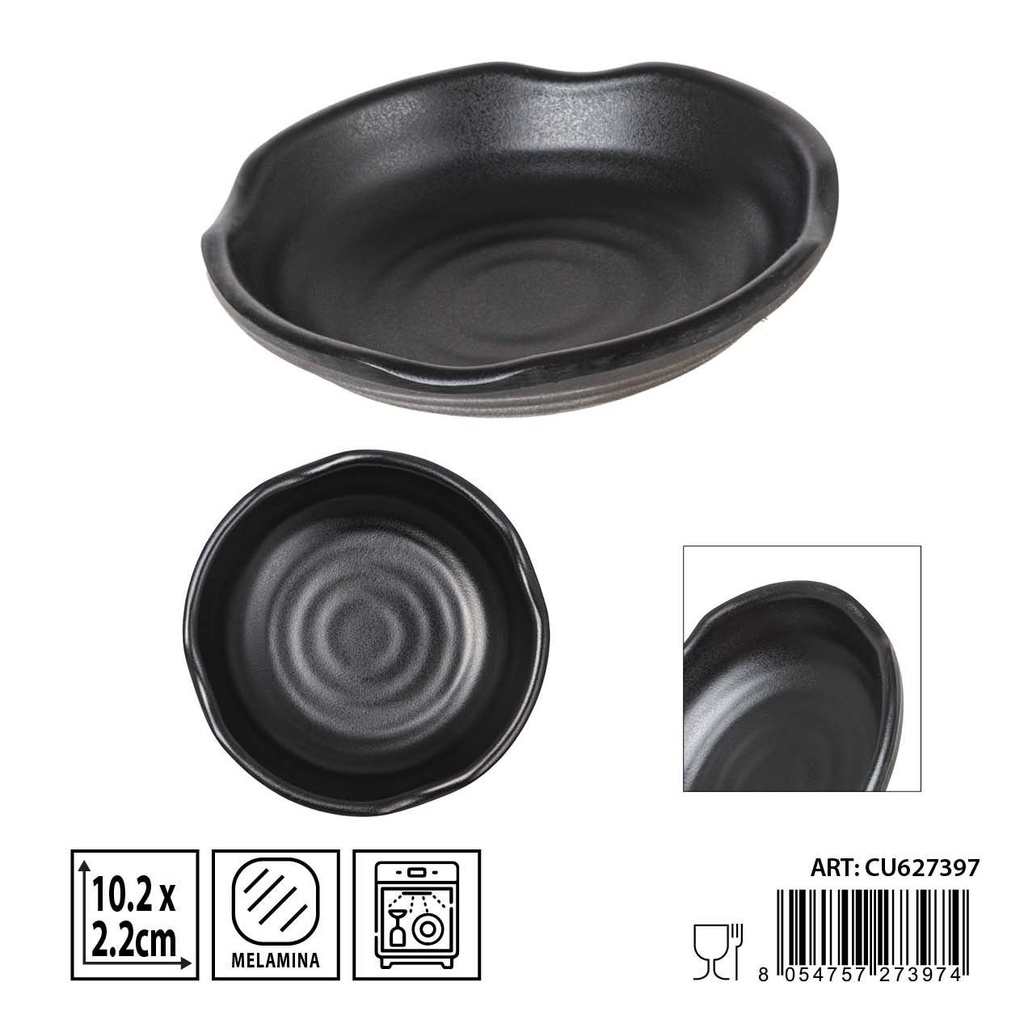 Bol redondo de melamina negro 10,2X2,2CM - Utensilios de cocina y mesa