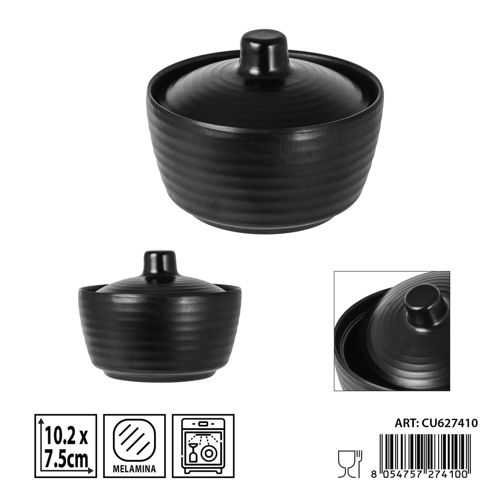 Sopera de melamina negra 10.2x10.2x7.5 cm - Accesorios de cocina de melamina