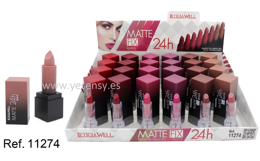 Barras de labios matte 24h 24 unidades 11274 L.W - Cosméticos labiales