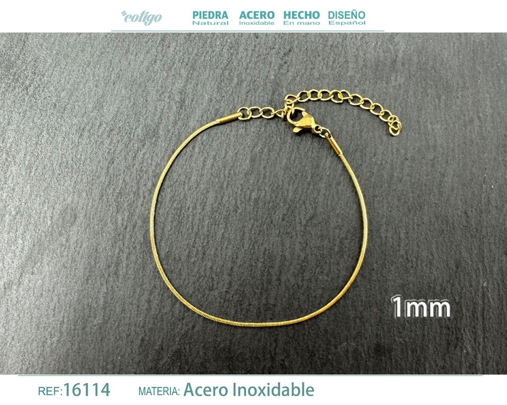 Pulsera de cadena de acero dorado - Joyería de cadena