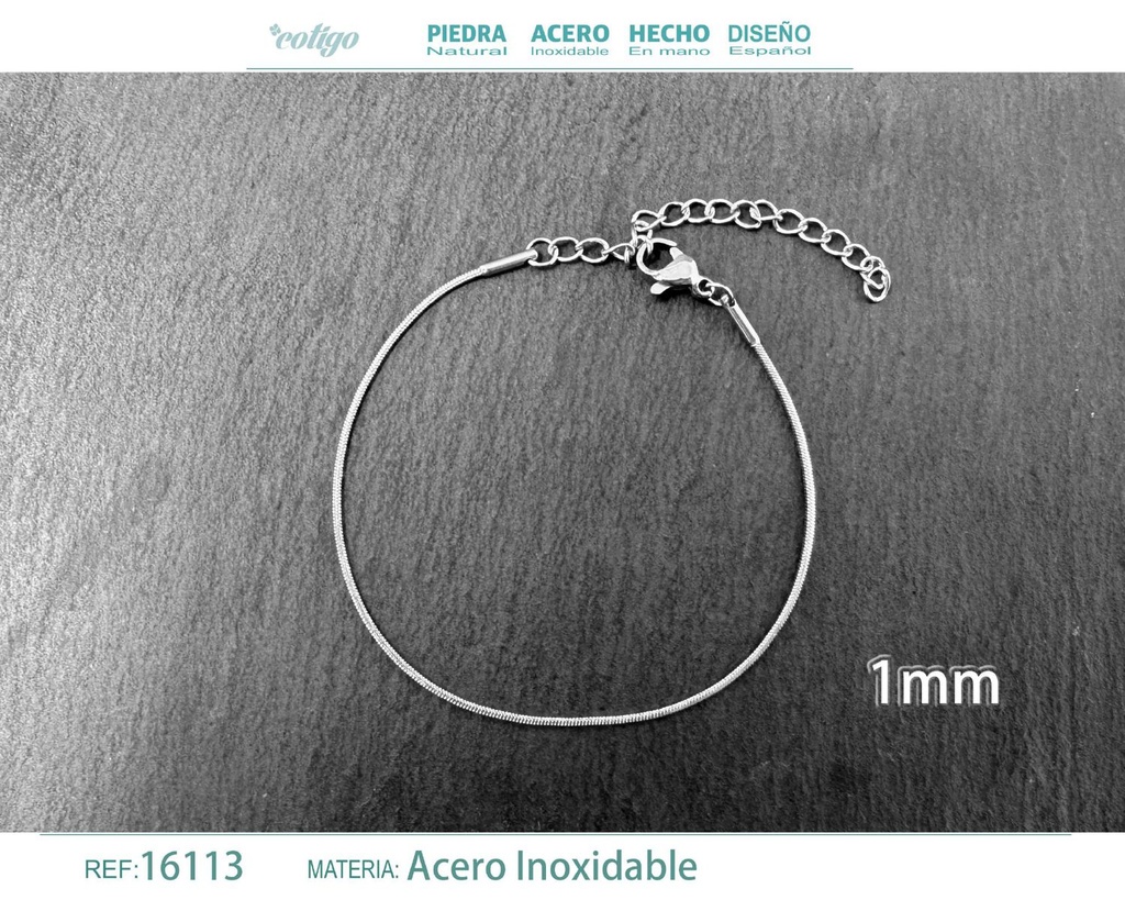 Pulsera de cadena de acero plateado - Joyería de cadena