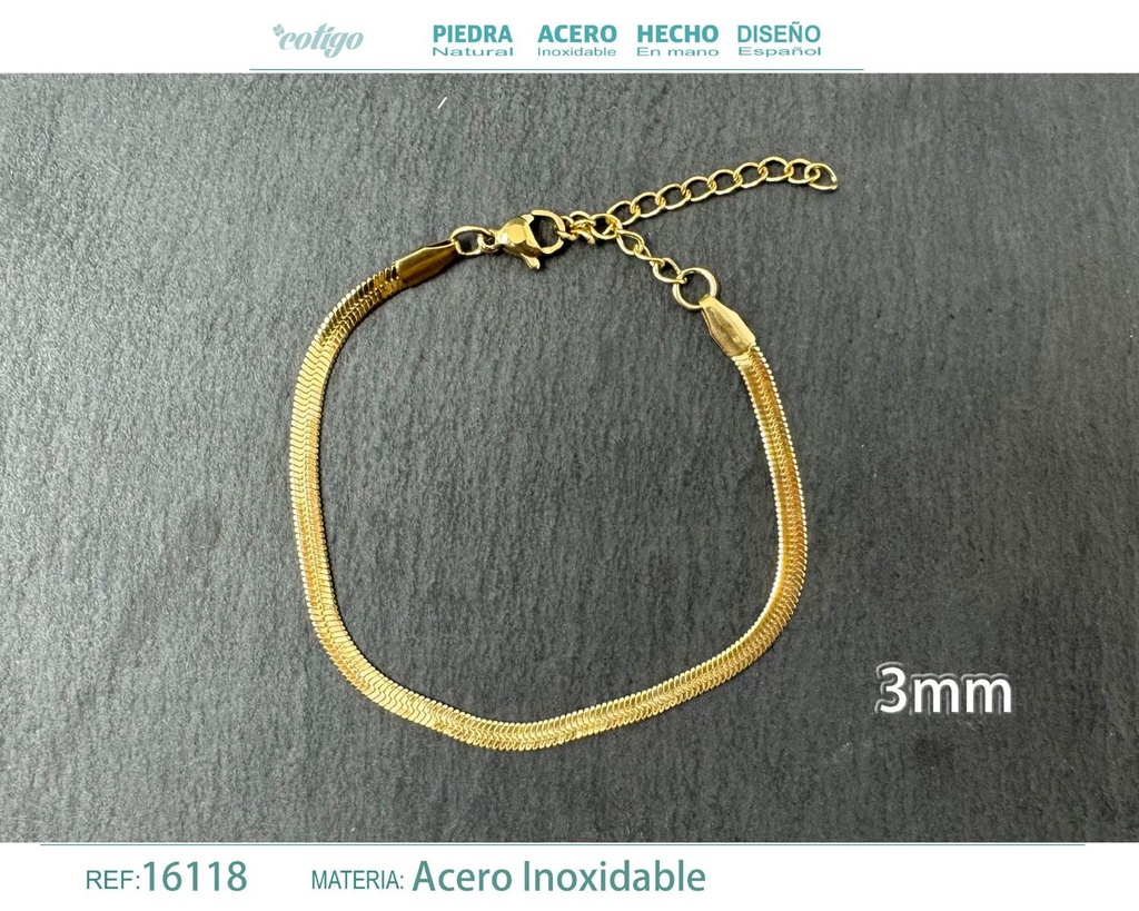 Pulsera de cadena de acero dorado - Joyería de cadena