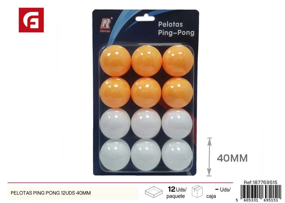 Pelotas de ping pong (12 unidades, 40 mm) - Juguetes y juegos de mesa