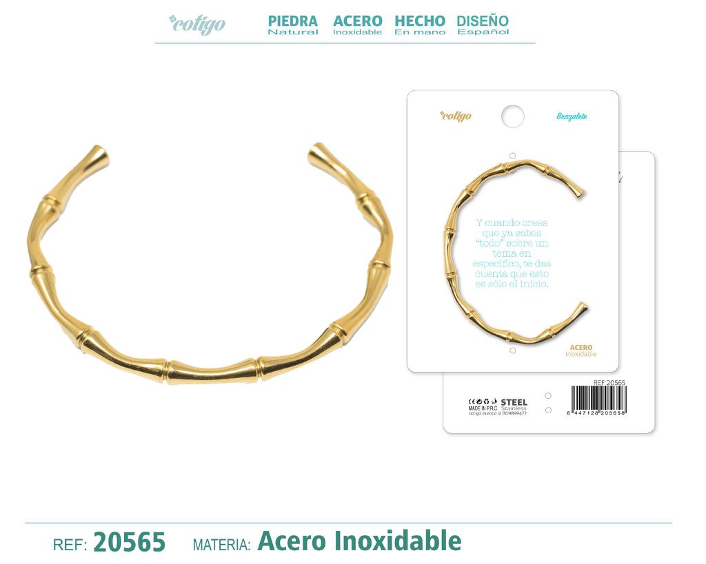 Brazalete de acero color dorado - Joyería brillante y moderna