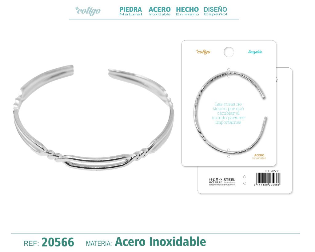 Brazalete de acero color plateado - Joyería de estilo contemporáneo
