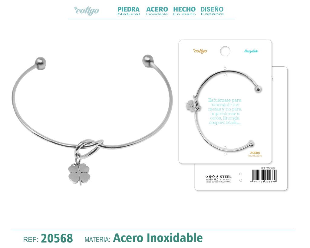 Brazalete de acero color plateado - Joyería actual y versátil