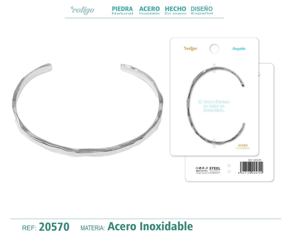 Brazalete de acero color plateado - Joyería para todos los días