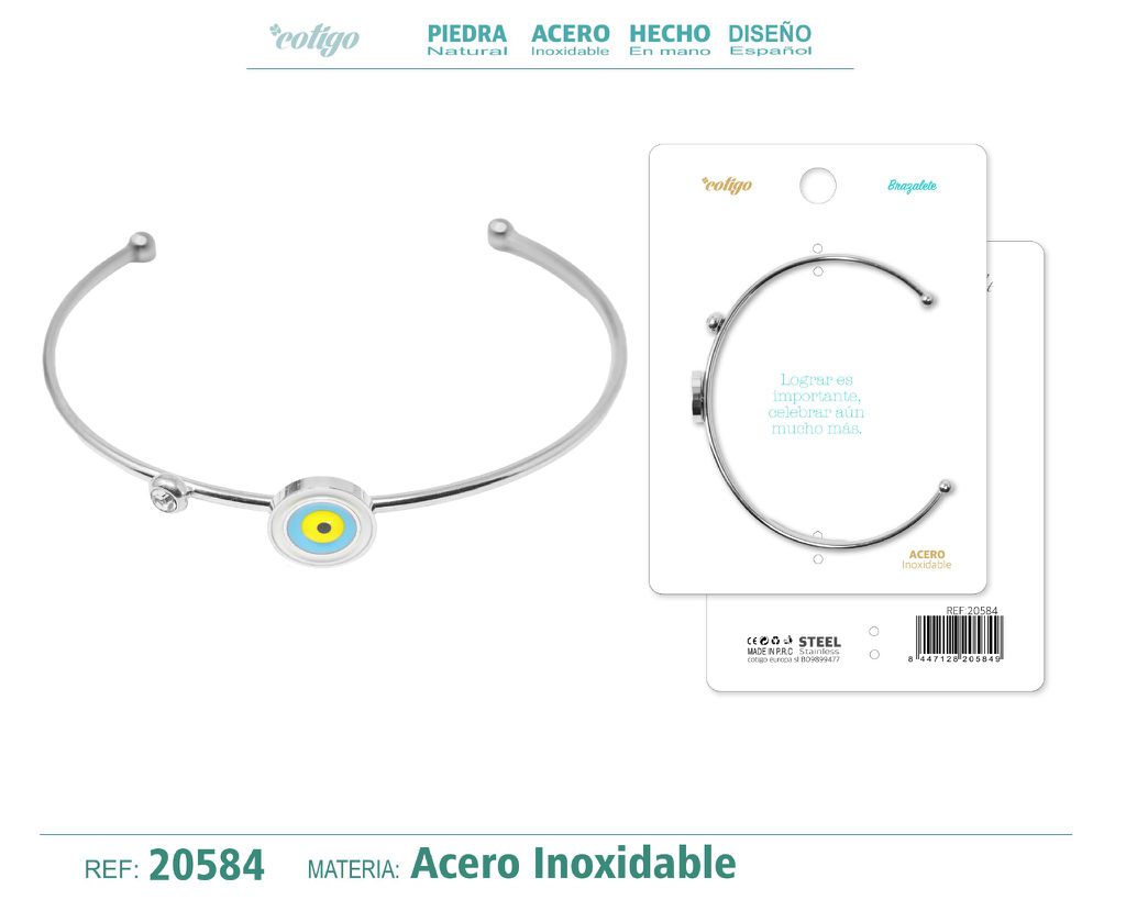 Brazalete de acero color plateado - Diseño atemporal en bisutería