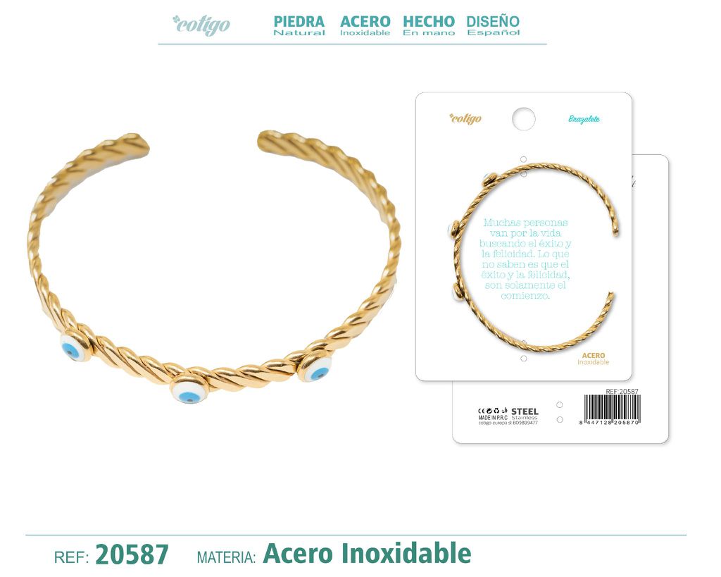 Brazalete de acero color dorado - Joyería que resalta la personalidad