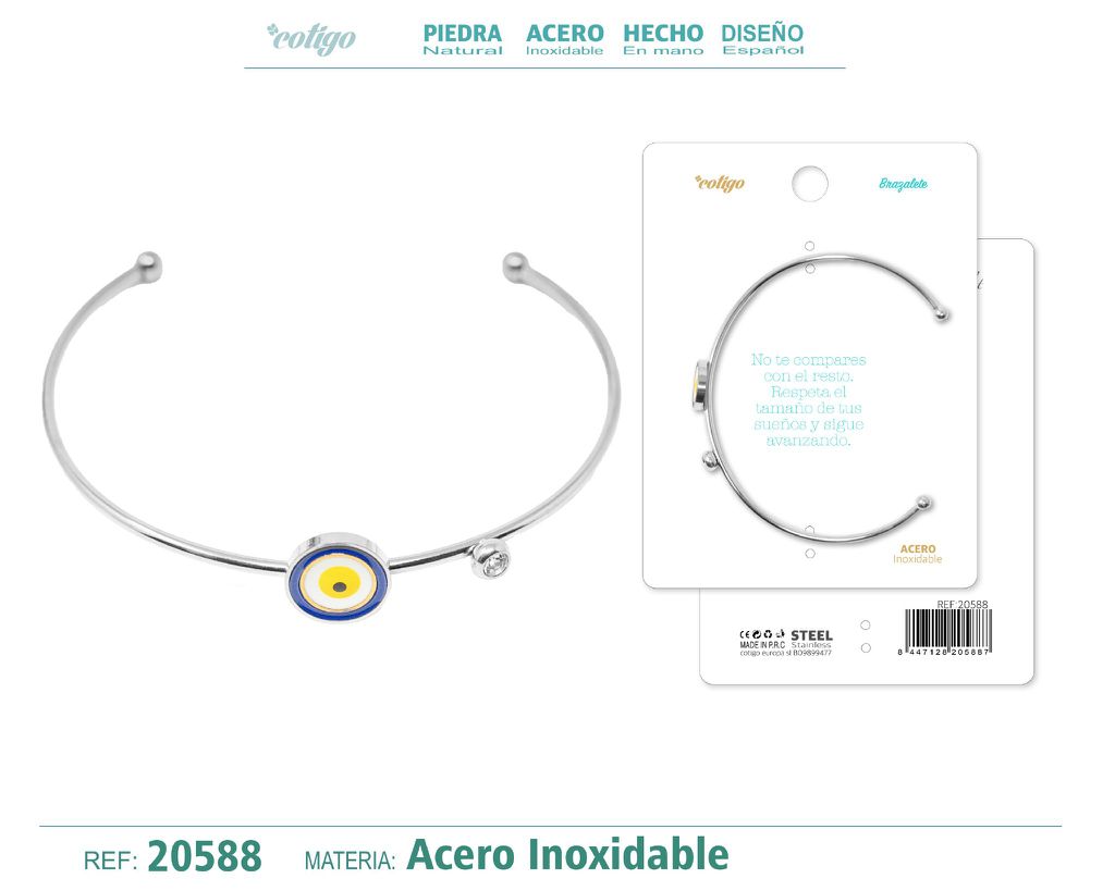 Brazalete de acero color plateado - Joyería que complementa el look
