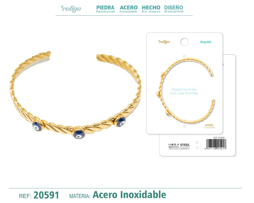 Brazalete de acero color dorado - Accesorios que iluminan