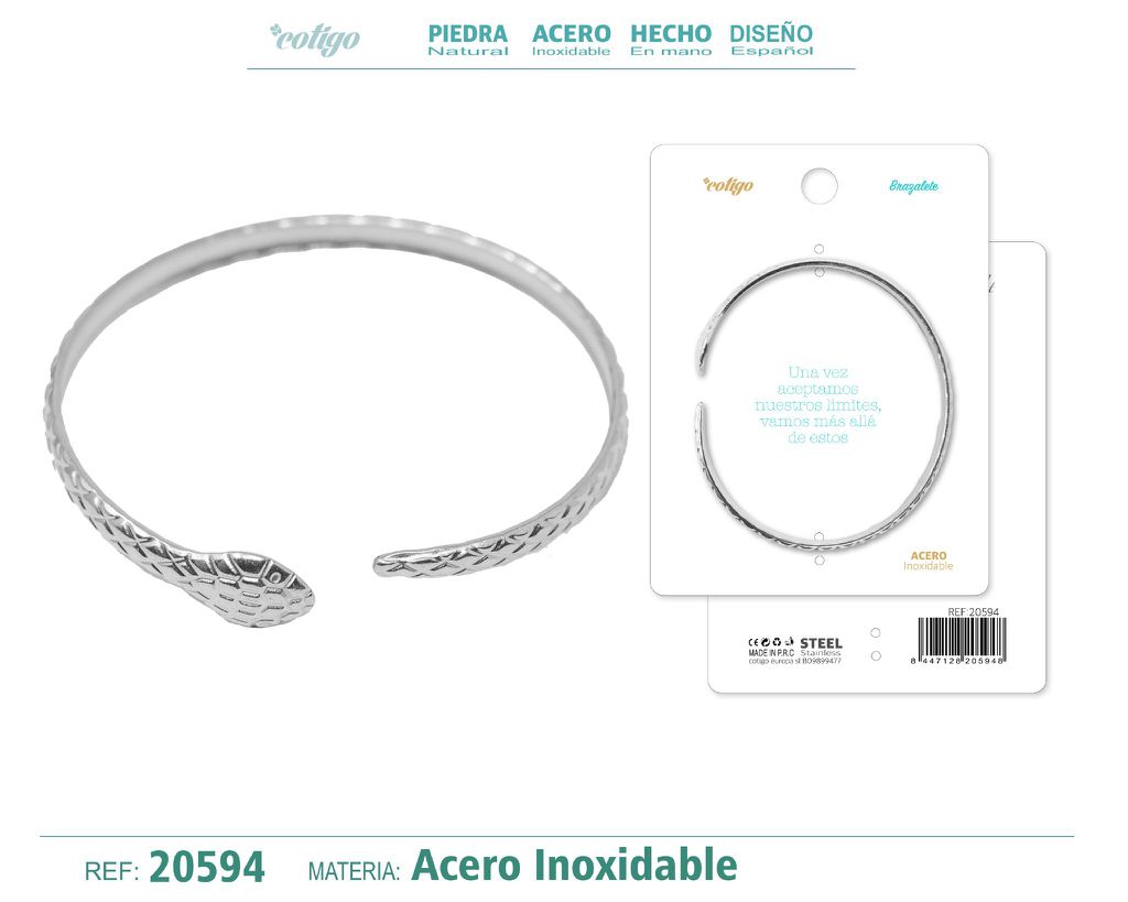 Brazalete de acero color plateado - Un toque especial para tu look