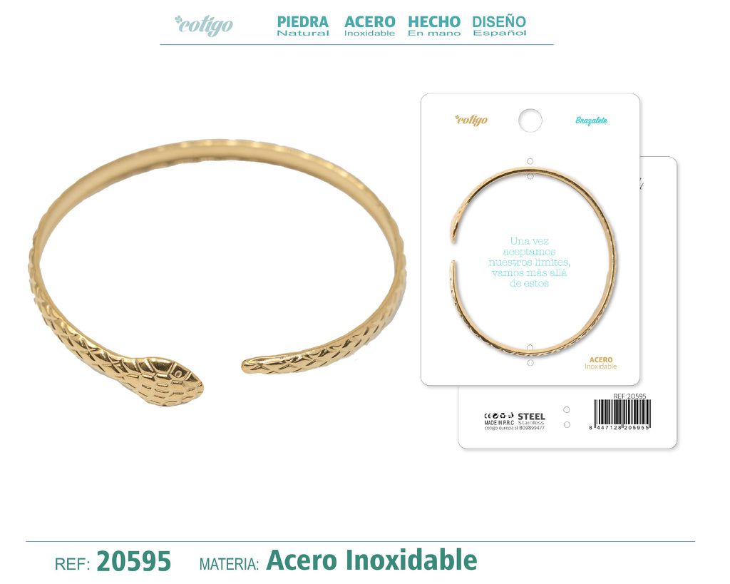 Brazalete de acero color dorado - Elegancia y originalidad