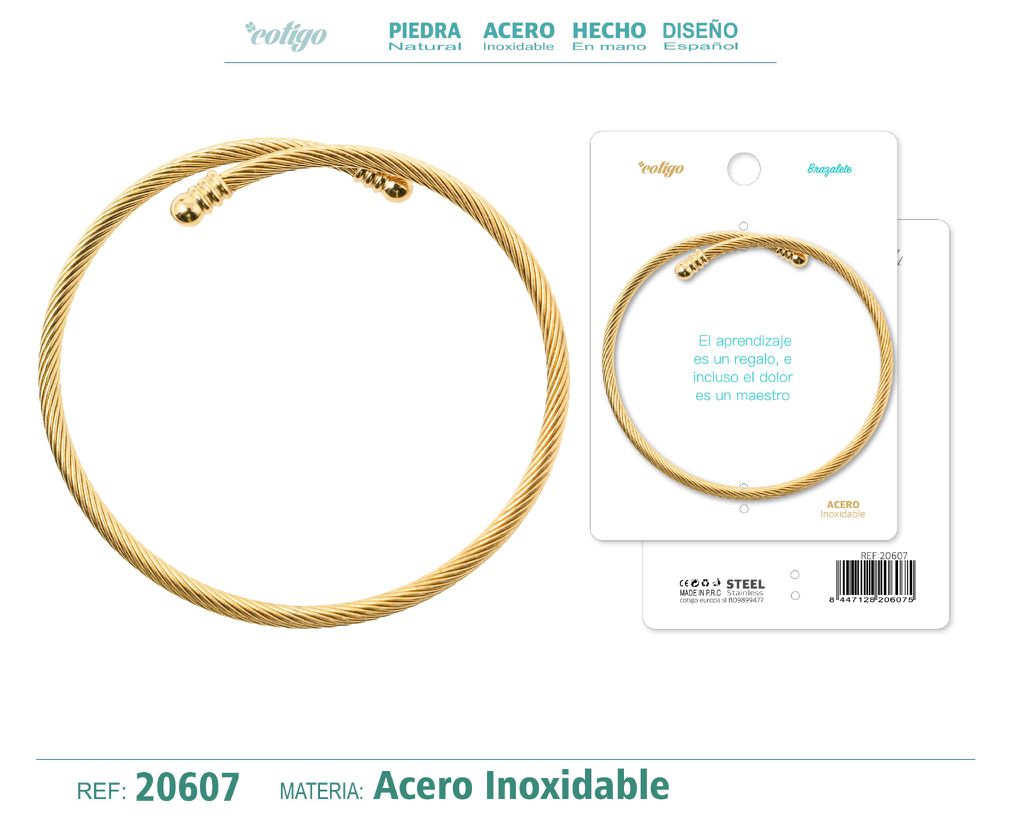 Brazalete de acero color dorado - Joyería con estilo