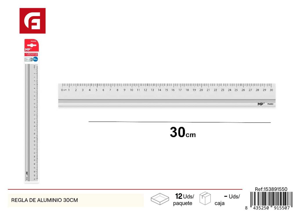Regla de aluminio 30 cm - Material escolar y herramientas de medición
