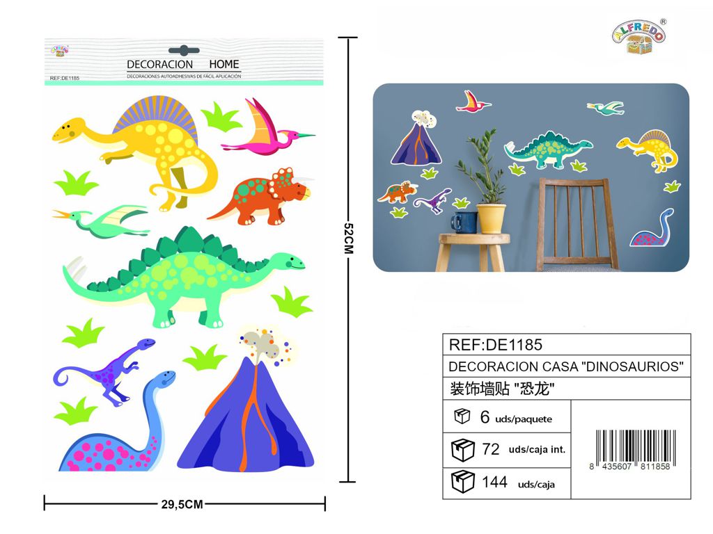 Decoración para el hogar "Dinosaurio" 29.5x52 cm - Decoración divertida