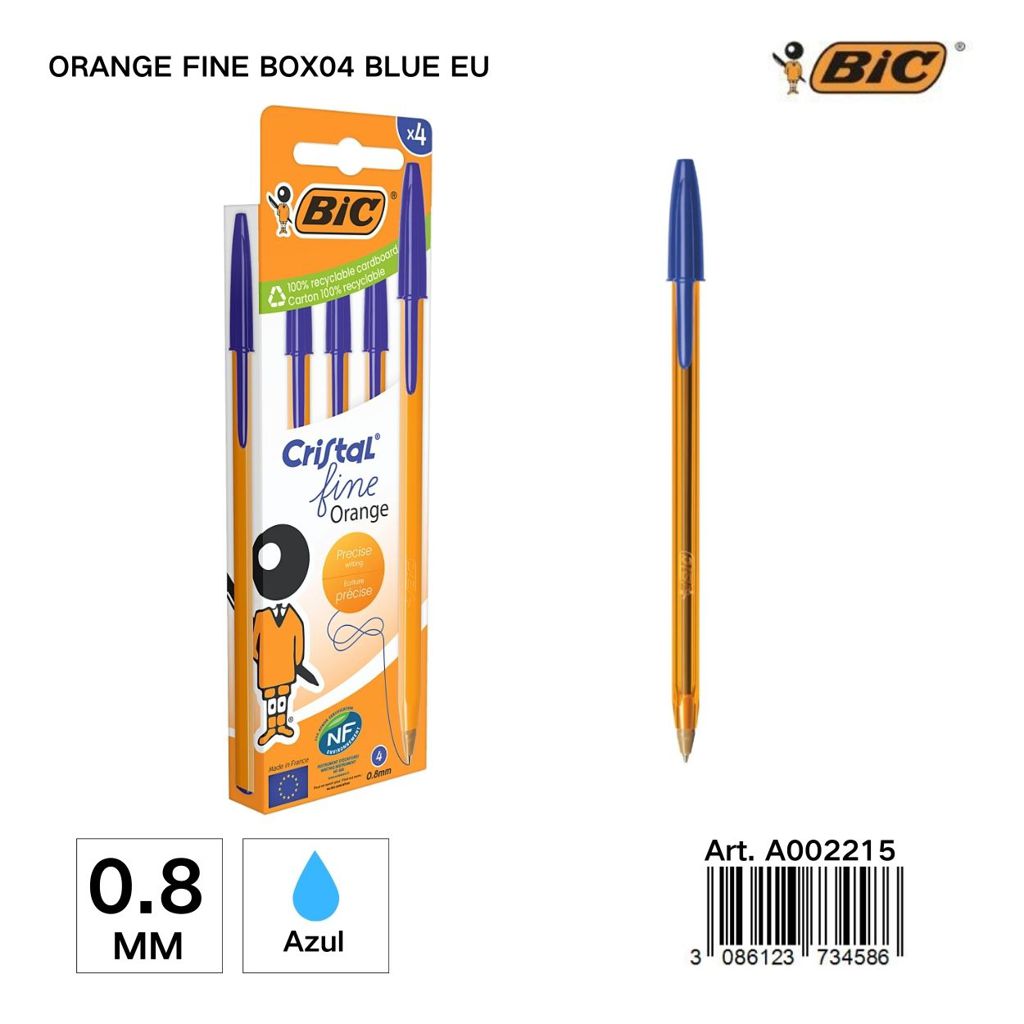 Bolígrafo BIC fine 0.8mm (4 unidades) - Material de escritura, papelería