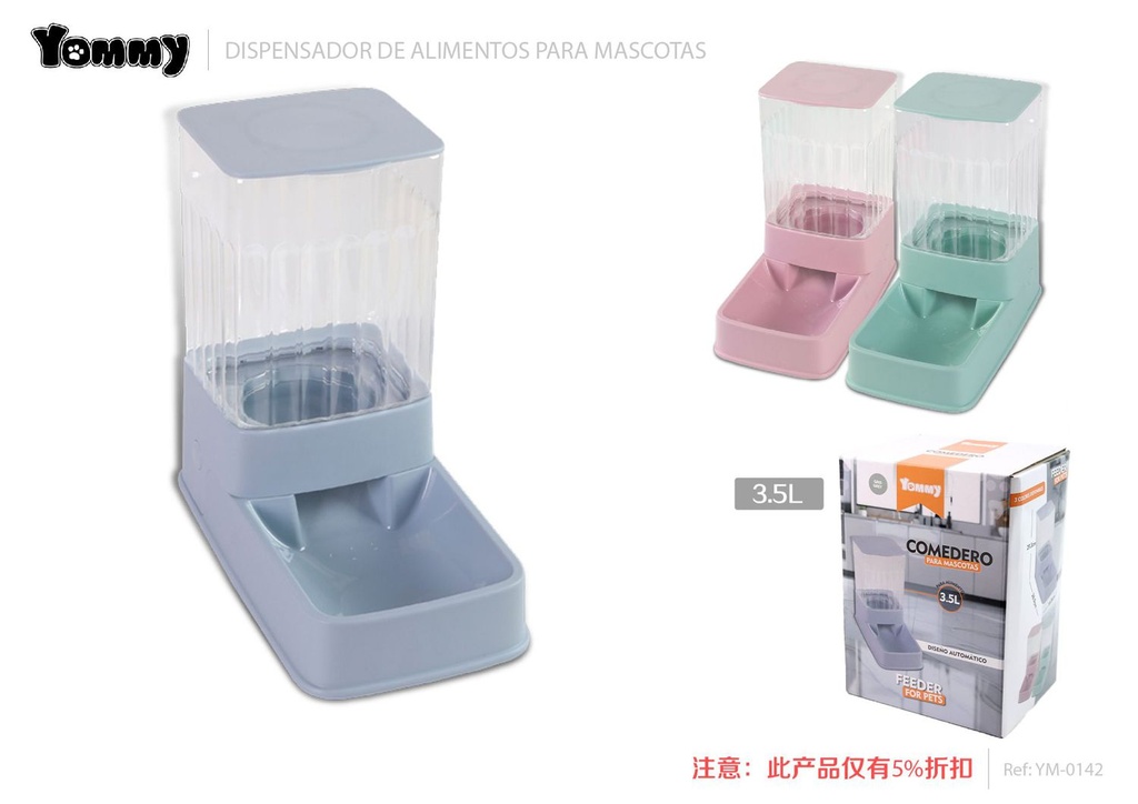 Dispensador de comida para mascotas transparente 3.5 L - Alimentación y cuidados para mascotas