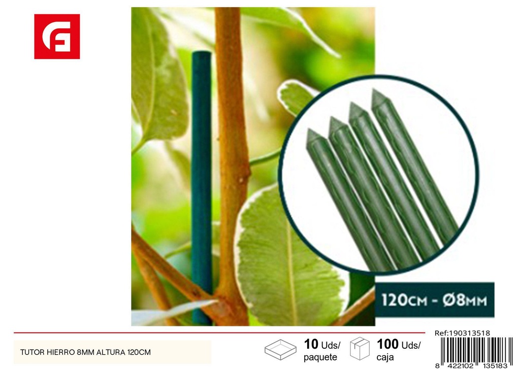 Tutor de hierro 120 cm diámetro 8 mm - Plantas y soporte de jardinería