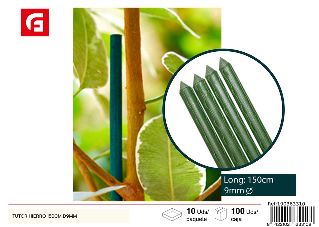Tutor de hierro 150cm diámetro 9mm - Accesorios de jardín