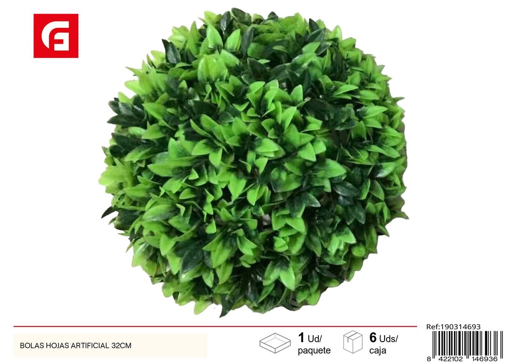 Bola de hojas artificial 32 cm - Decoración de jardín y plantas artificiales
