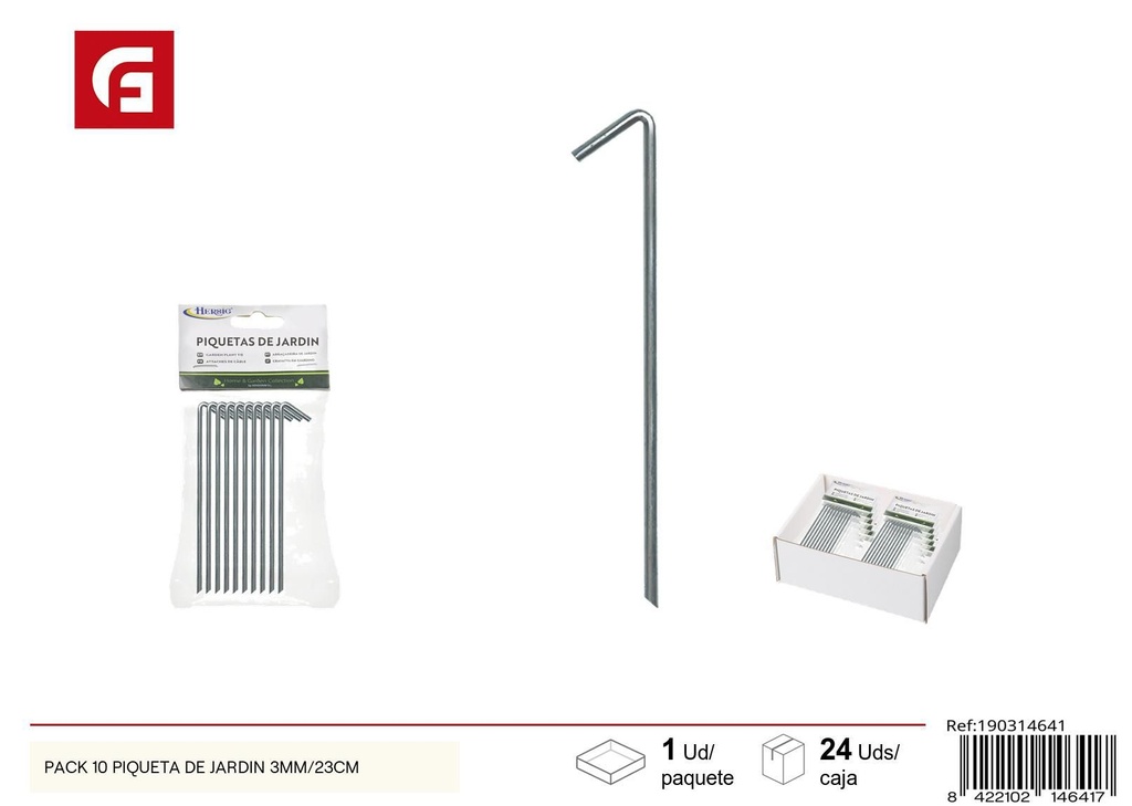 Pack de 10 piquetas de jardín 3mm/23cm - Accesorios de jardín y herramientas