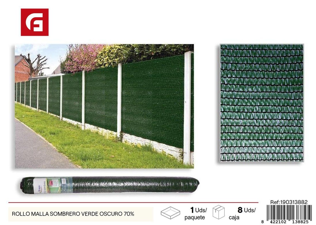 Rollo de malla de sombreo verde oscuro 70% - Accesorios de jardín y mallas de sombra