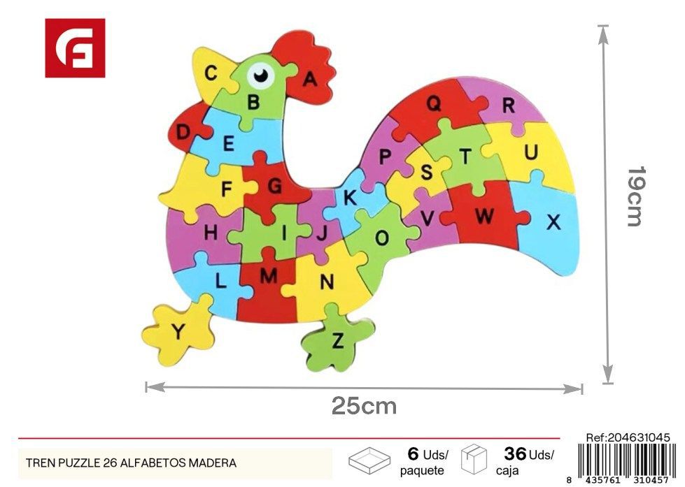 Puzzle de madera 26 letras Gallo - Juguetes educativos