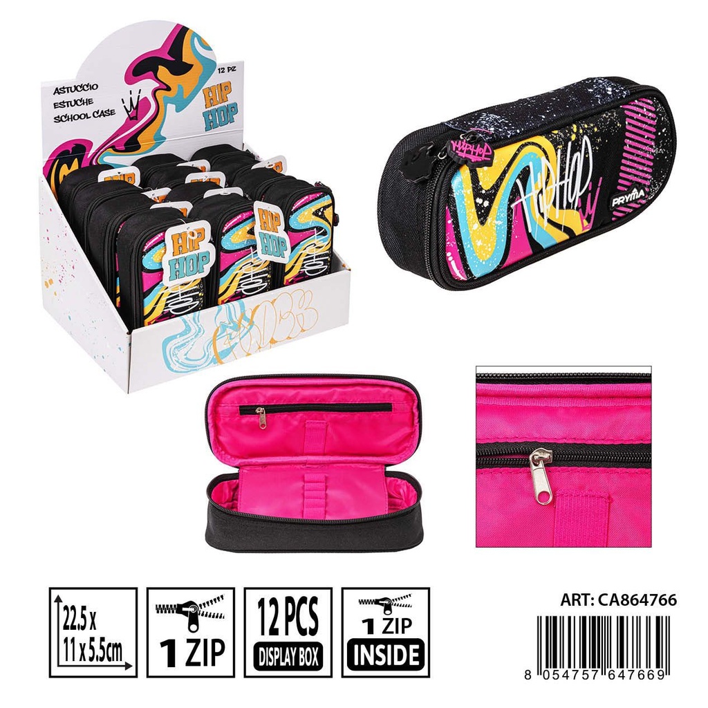 Estuche ovalado escolar 22.5x11x5.5 cm - Accesorios de mochilas y organización