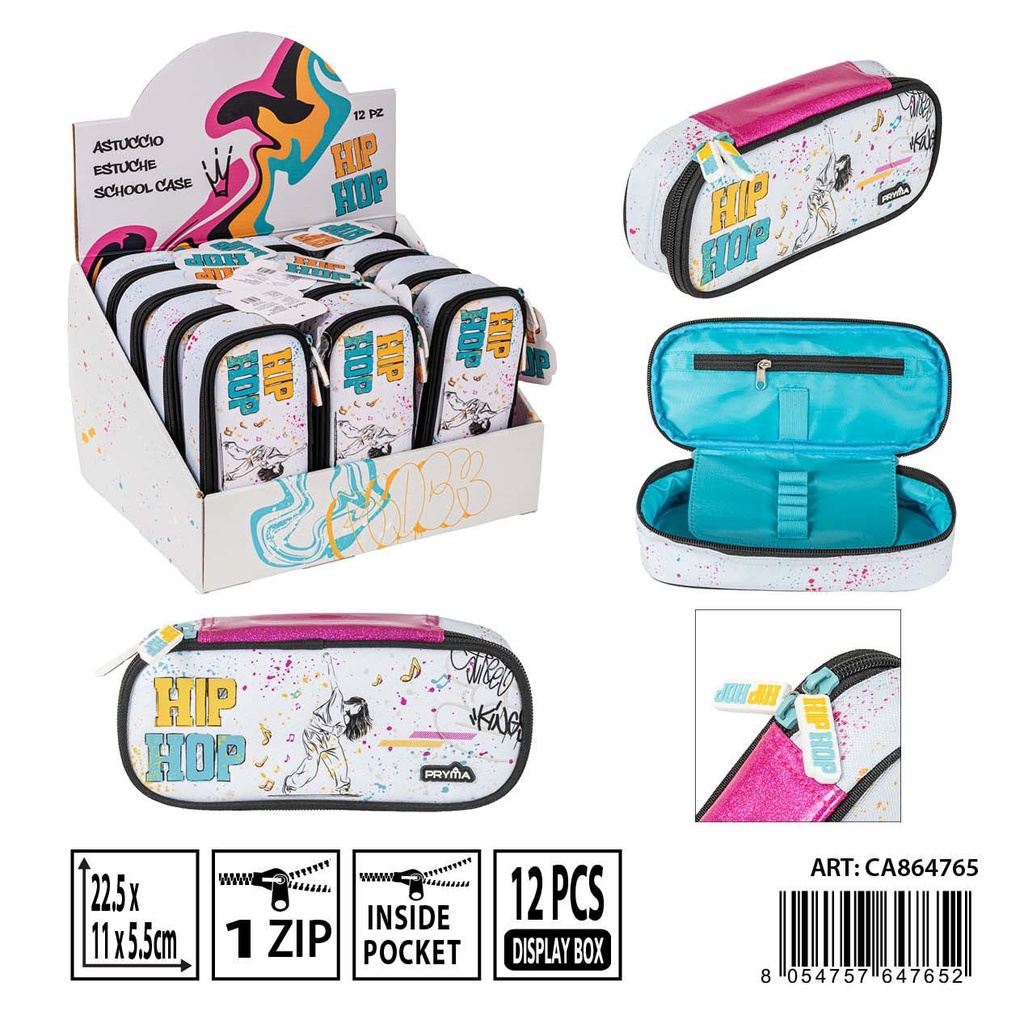 Estuche ovalado escolar 22.5x11x5.5 cm - Accesorios de mochilas y organización