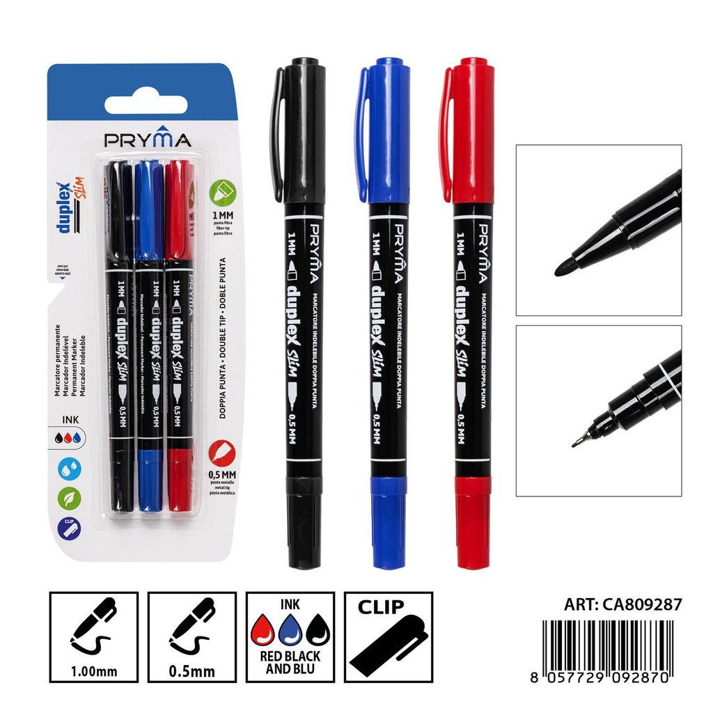 Marcador de doble punta 0.5-1 mm (3 piezas) - Herramientas de escritura