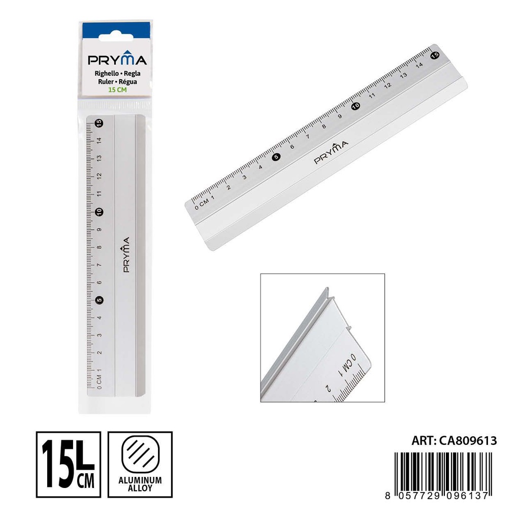 Regla de aluminio 15 cm - Herramientas de escritura y papelería