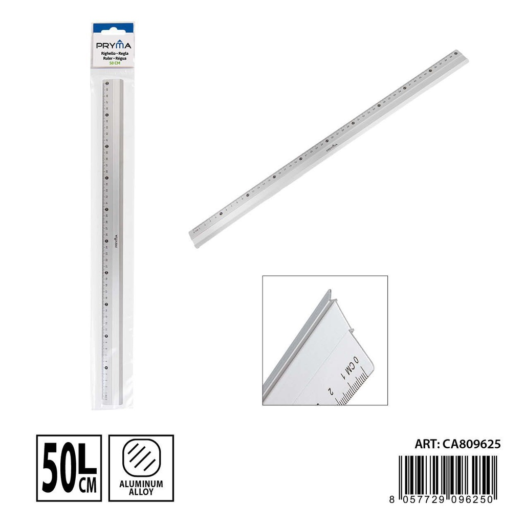 Regla de aluminio 50 cm - Herramientas de escritura y papelería