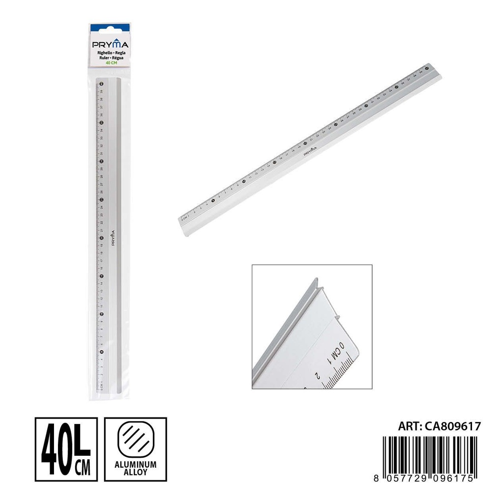 Regla de aluminio 40 cm - Herramientas de escritura y papelería