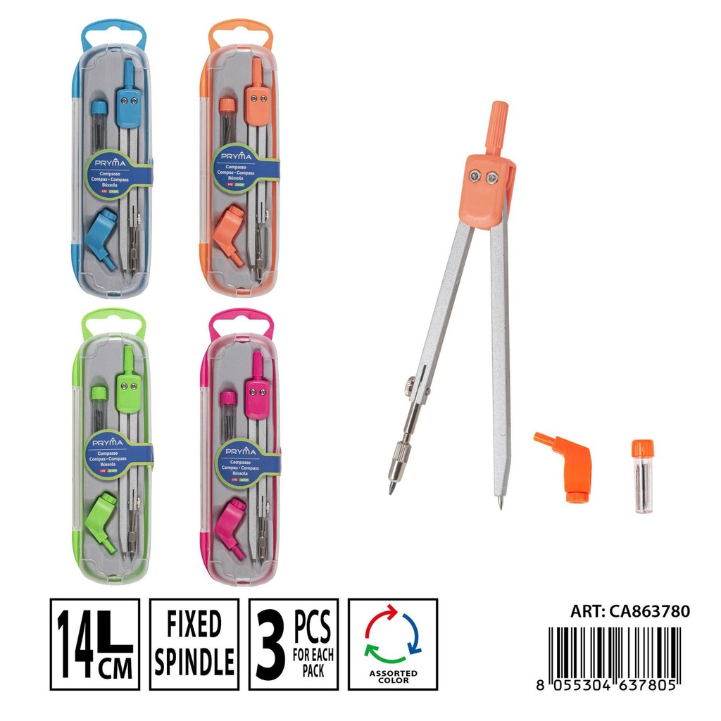 Compás 3 piezas 14 cm - Herramientas de dibujo y papelería