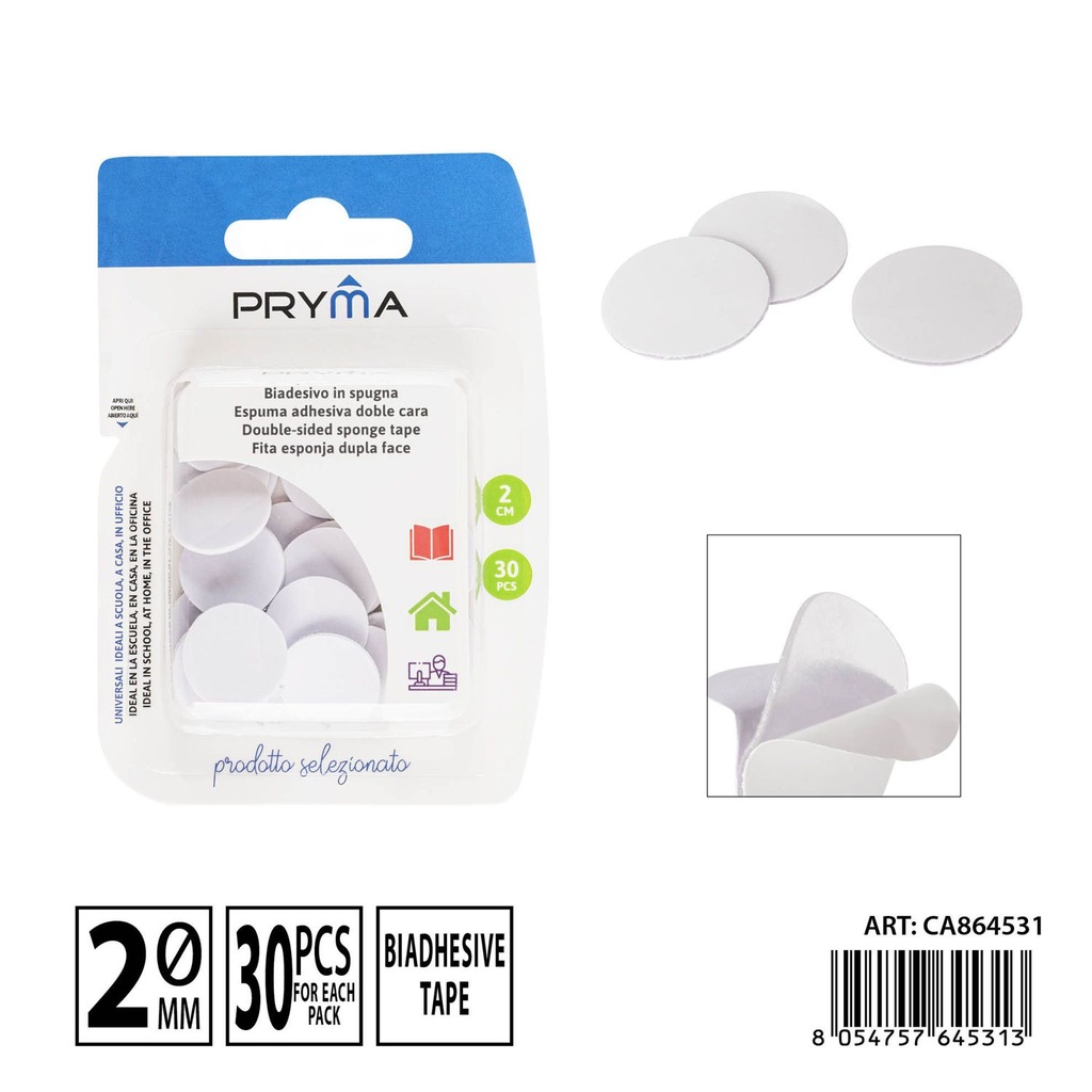 Almohadilla adhesiva doble cara 2 cm 30 piezas - Papelería y etiquetado