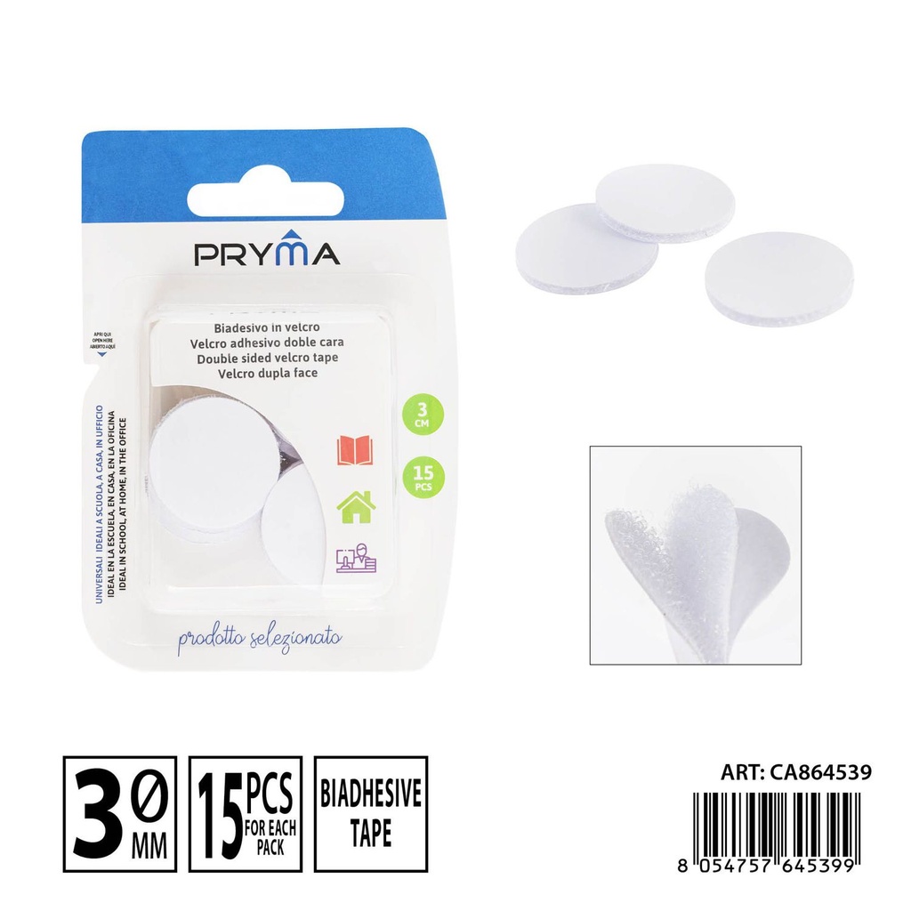 Velcro adhesivo doble cara 3 cm 15 piezas - Papelería y etiquetado
