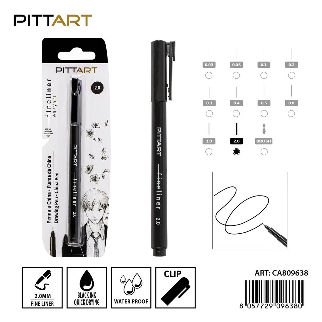Bolígrafo de punta fina 2 mm negro - Herramientas de escritura y arte
