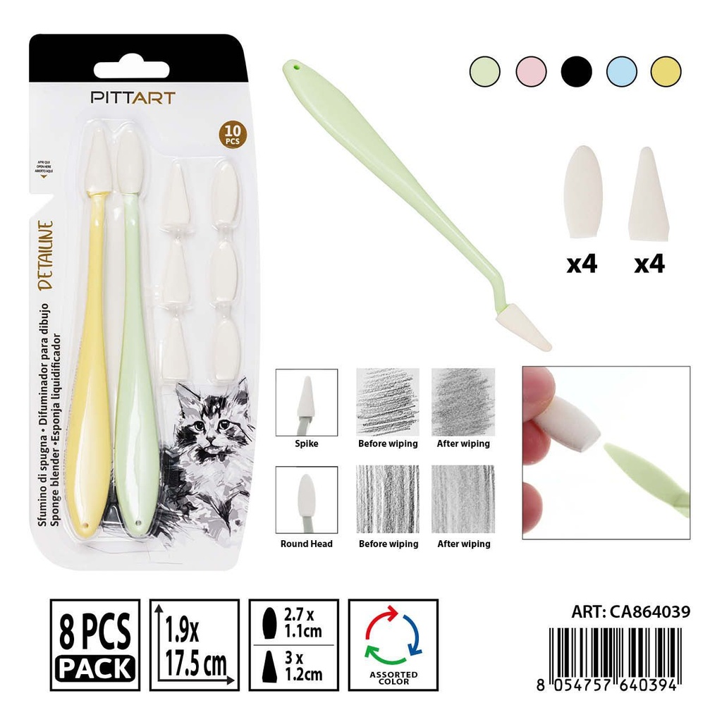 Set de accesorios de pintura 10 pzs 1.9x17.5 cm - Material de arte y dibujo