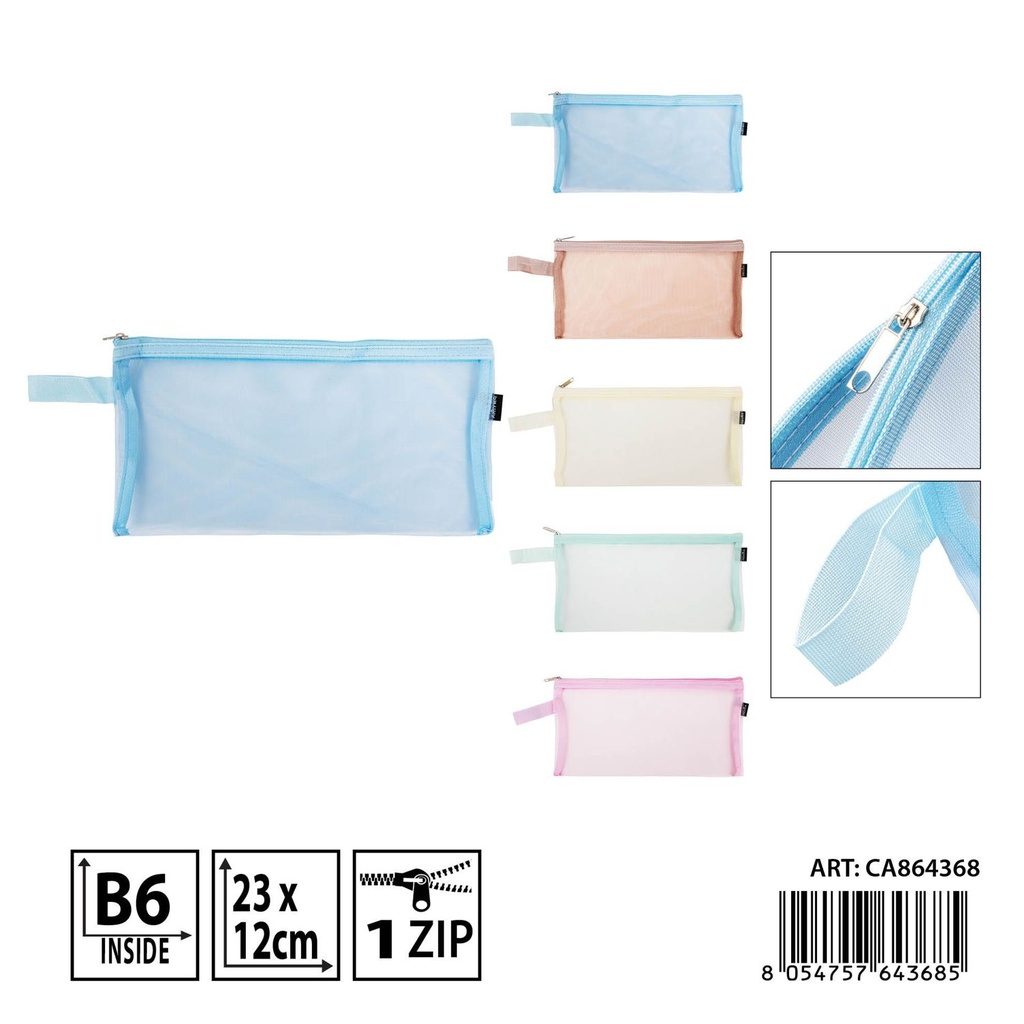 Bolsa portadocumentos con cremallera B6 23 x 12 cm - Carpeta y oficina
