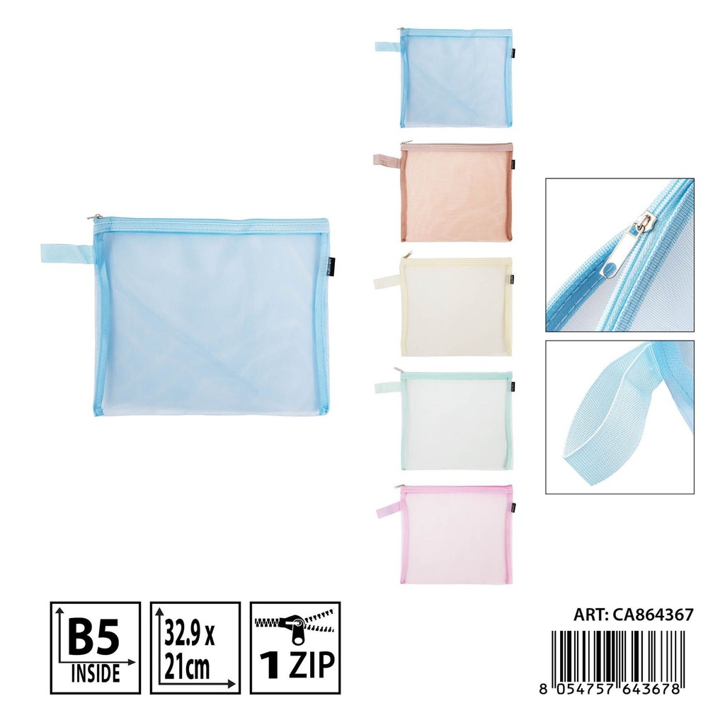 Bolsa portadocumentos con cremallera B5 32.9 x 21 cm - Carpeta y oficina