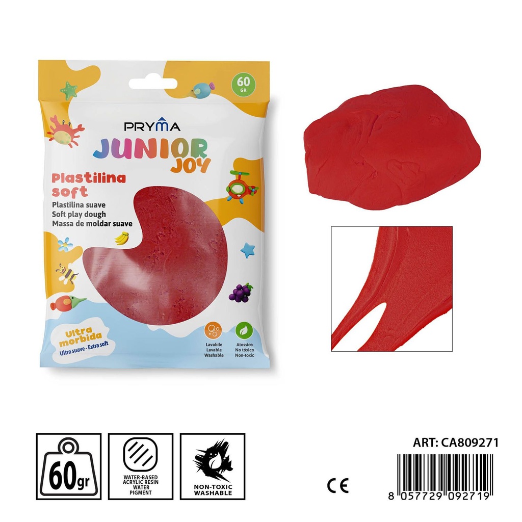 Plastilina 60g roja - Arcilla y manualidades