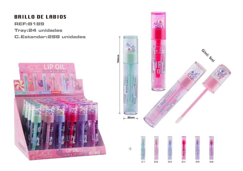  Brillo Labial Fruit Hidratante 24u - Labios brillantes y cuidados