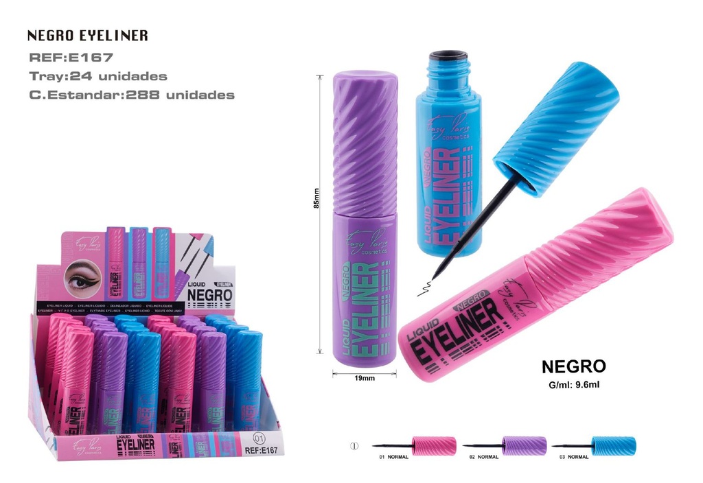  Eyeliner Líquido Negro 24u - Maquillaje y delineadores de ojos