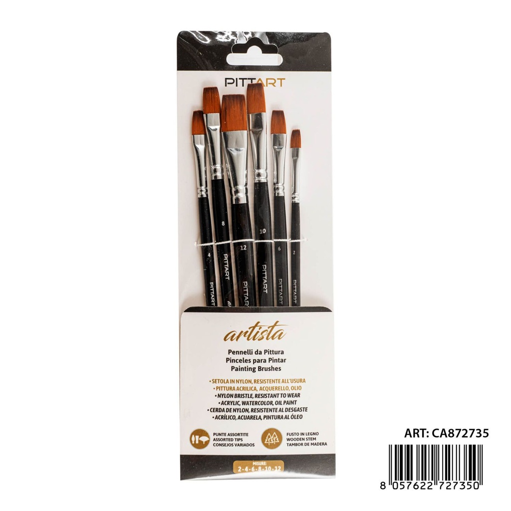 Set de pinceles de artista 6 piezas N.2-4-6-8-10-12 - Utensilios de pintura