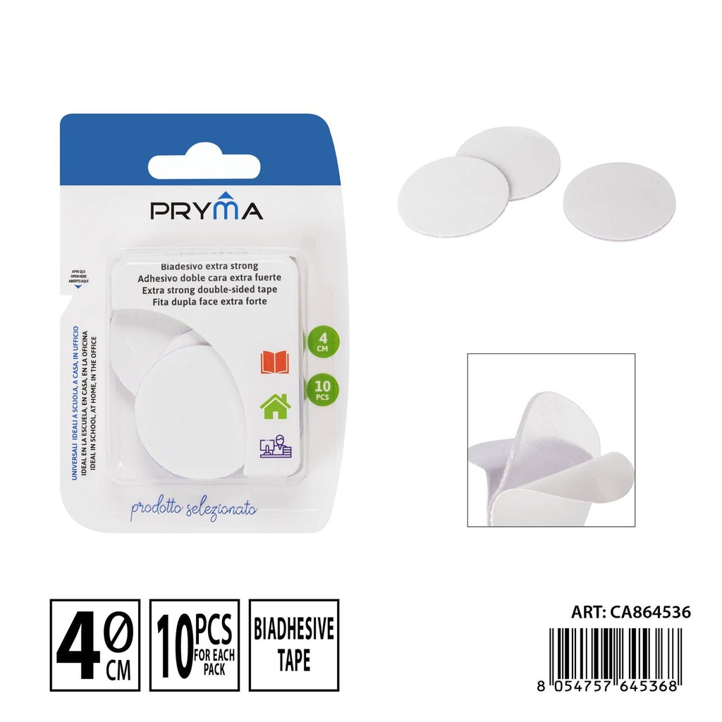 Adhesivo doble cara extra fuerte 4cm (10 piezas) - Artículos de pegado y manualidades